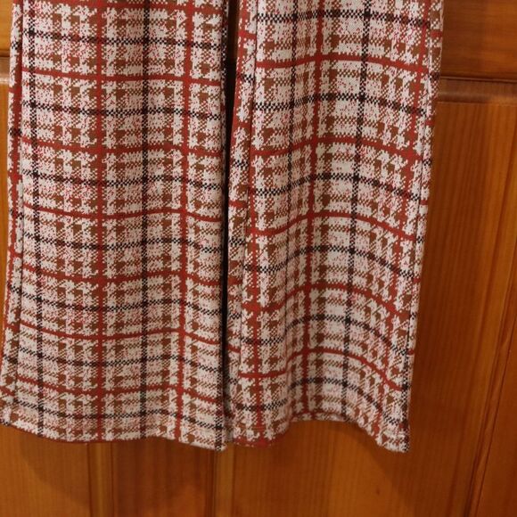 Urban Outfitters Plaid Retro Rose Pink Pull On Flare Pants Fall Bell Bottom NWT - Picture 7 of 13